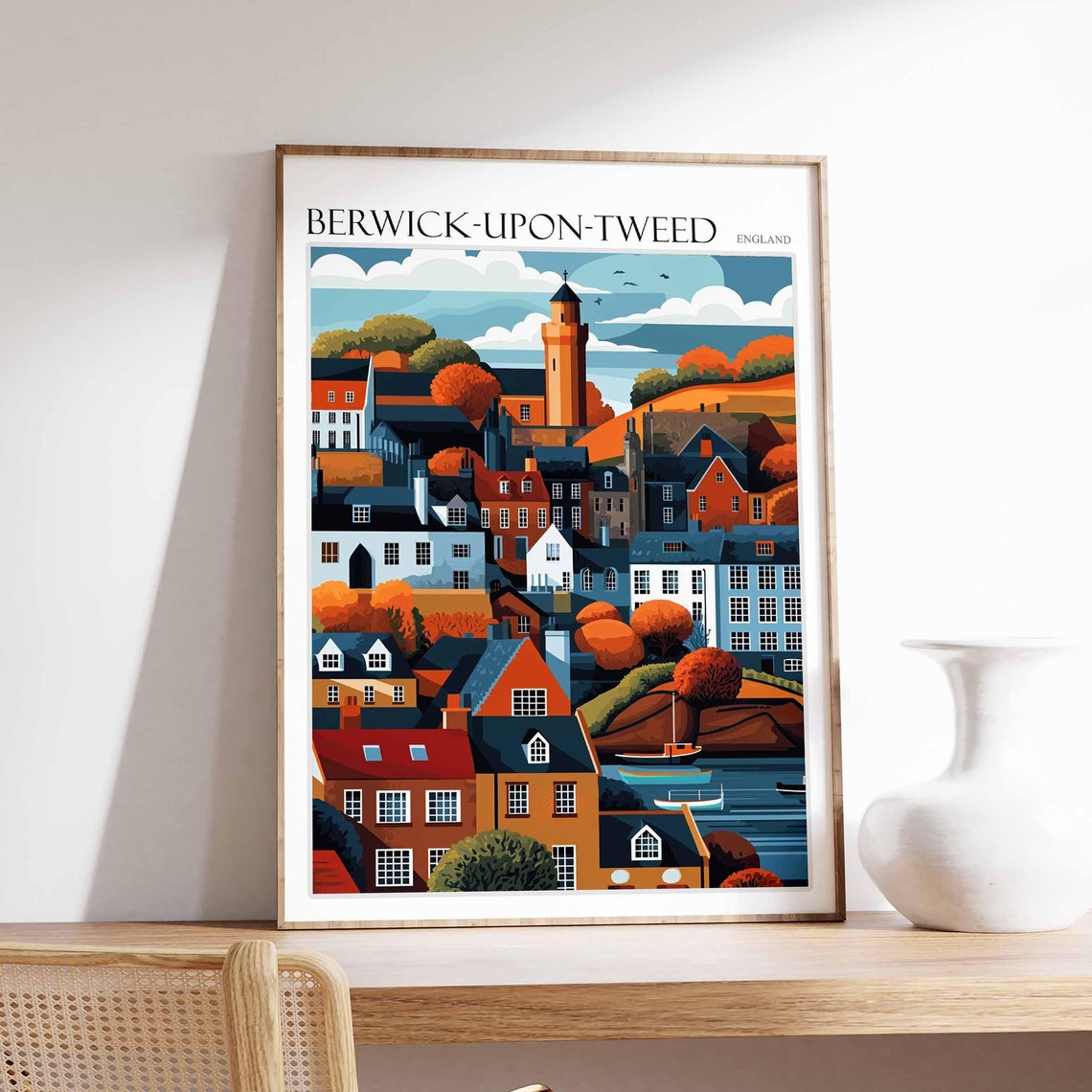 Berwick Upon Tweed Poster England Travel Poster Scotland Travel Poster Border Towns Poster Historic Town Poster Medieval Town Poster
