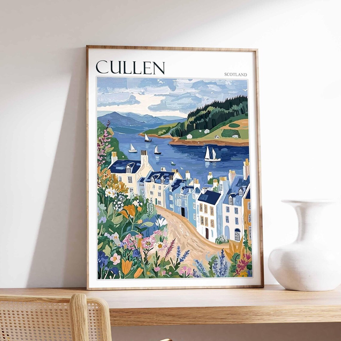 Cullen Poster Scotland Travel Poster Scotland Travel Gift Cullen Scotland Art Moray Coast Poster North Sea Poster Scottish Scenery Art