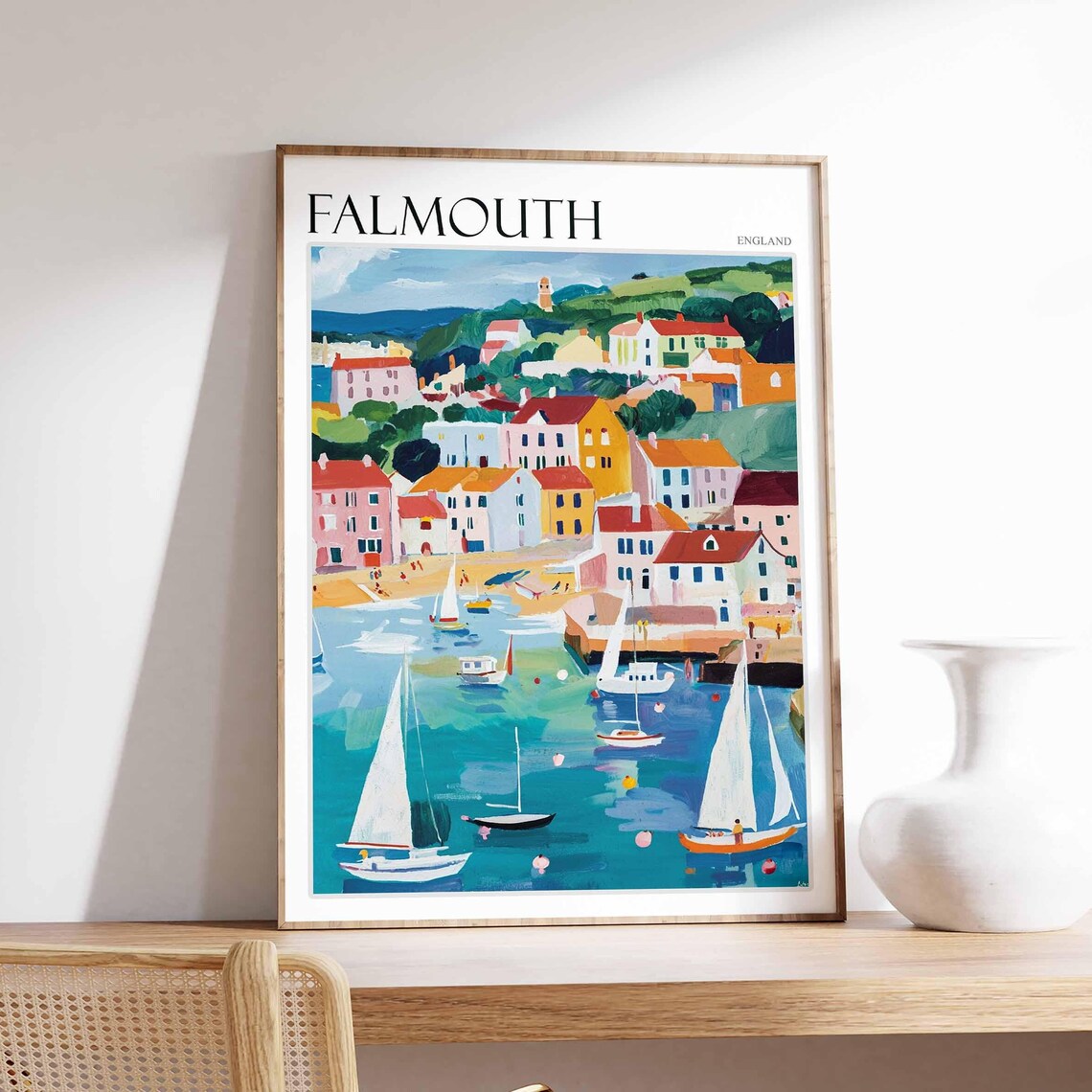 Falmouth Poster Cornwall Poster England Travel Poster Coastal Wall Art Uk Home Decor Falmouth Wall Decor Falmouth Wall Print Uk Art