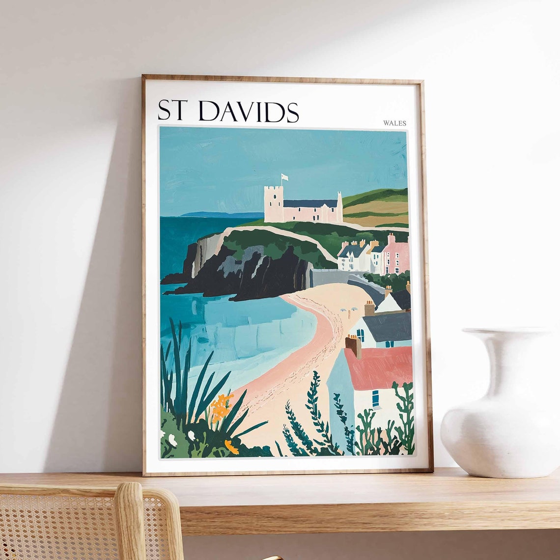 St Davids Poster Wales Poster Uk Travel Poster Coastal Wall Art Uk Home Decor St Davids Travel Print Wales Travel Print Wales Artwork