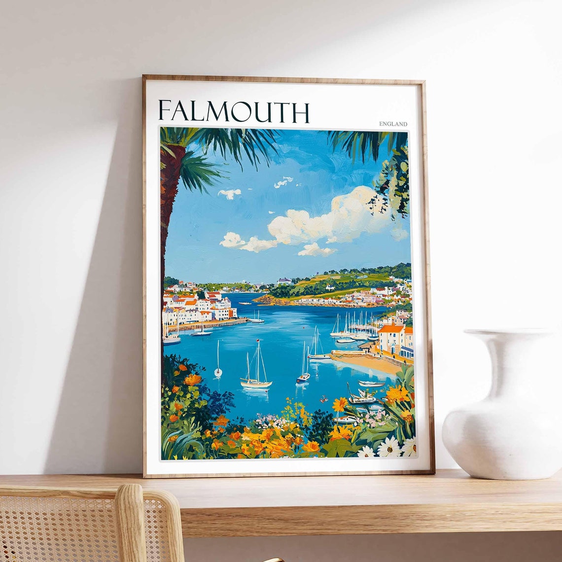 Falmouth Poster Cornwall Poster England Travel Poster Coastal Wall Art Uk Home Decor Falmouth Wall Decor Falmouth Wall Print Uk Art
