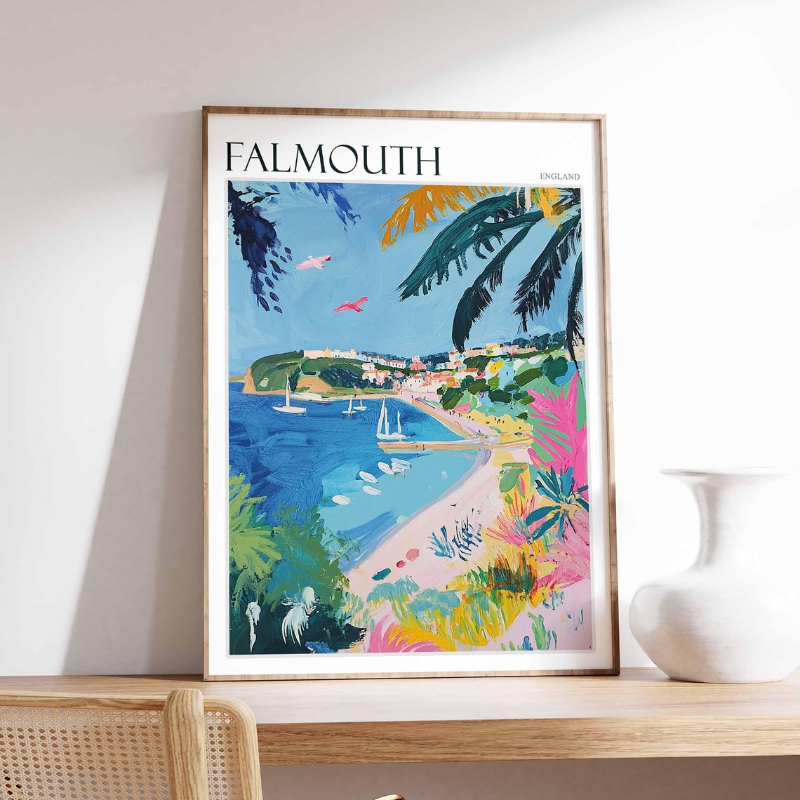 Falmouth Poster Cornwall Poster England Travel Poster Coastal Wall Art Uk Home Decor Falmouth Wall Decor Falmouth Wall Print Uk Art