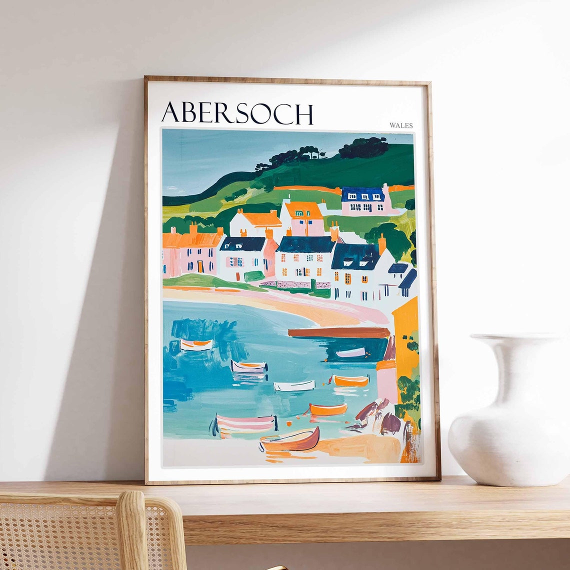 Abersoch Poster Wales Travel Poster Coastal Wall Art Uk Travel Poster Welsh Decor North Wales Poster Welsh Coast Poster Abersoch Art
