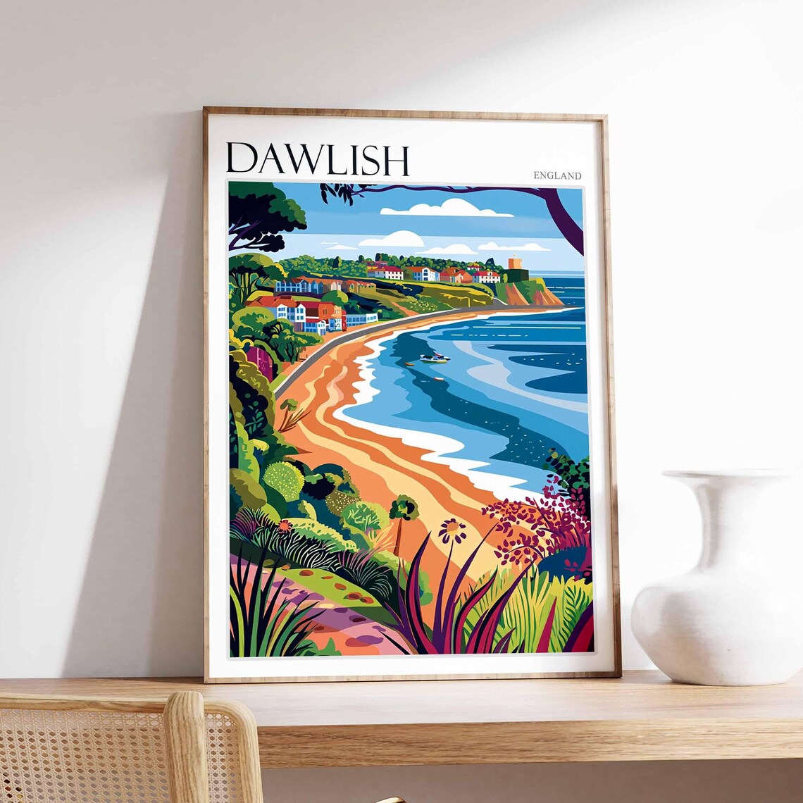 Dawlish Poster Devon Poster England Travel Poster Coastal Wall Art English Home Decor Seaside Town Poster Uk Travel Print Dawlish Art