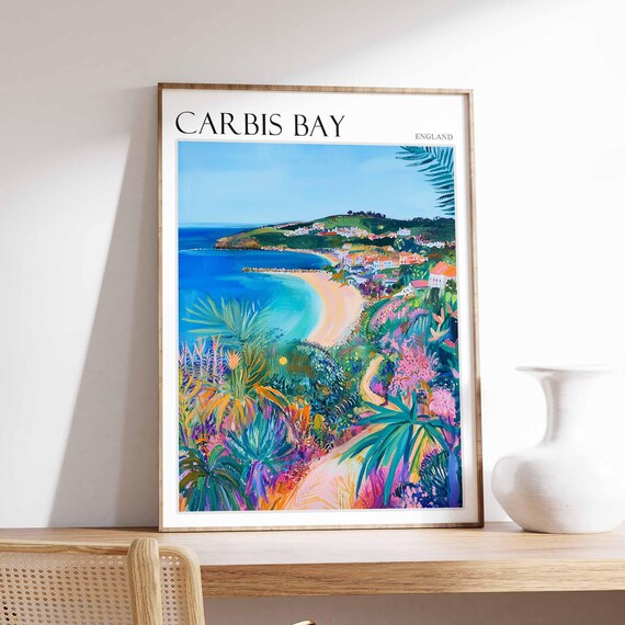 Carbis Bay England Tropical Garden Overlooking Curved Bay Poster Art