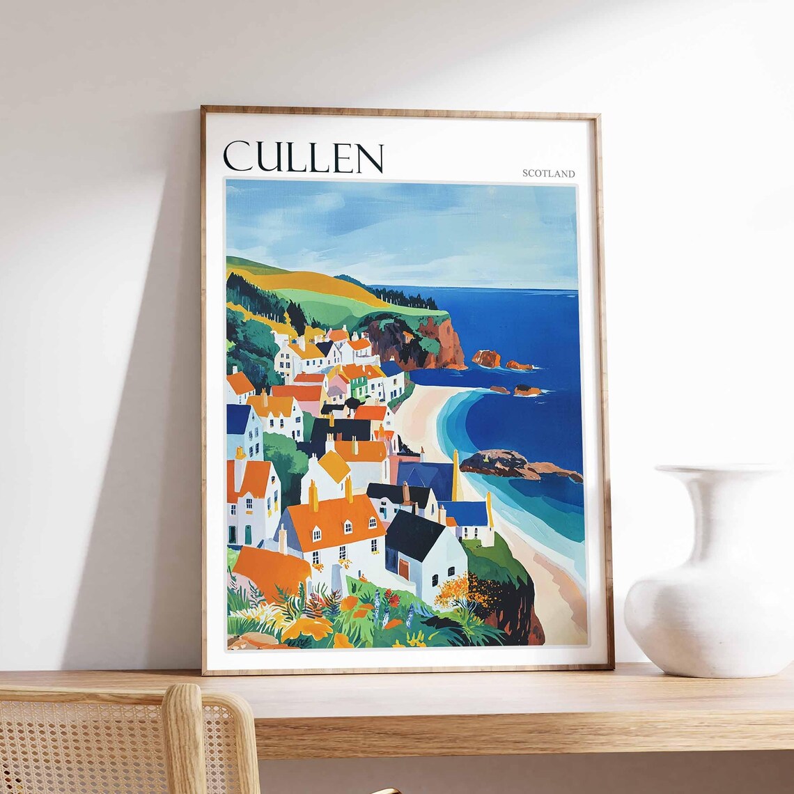 Cullen Poster Scotland Travel Poster Scotland Travel Gift Cullen Scotland Art Moray Coast Poster North Sea Poster Scottish Scenery Art
