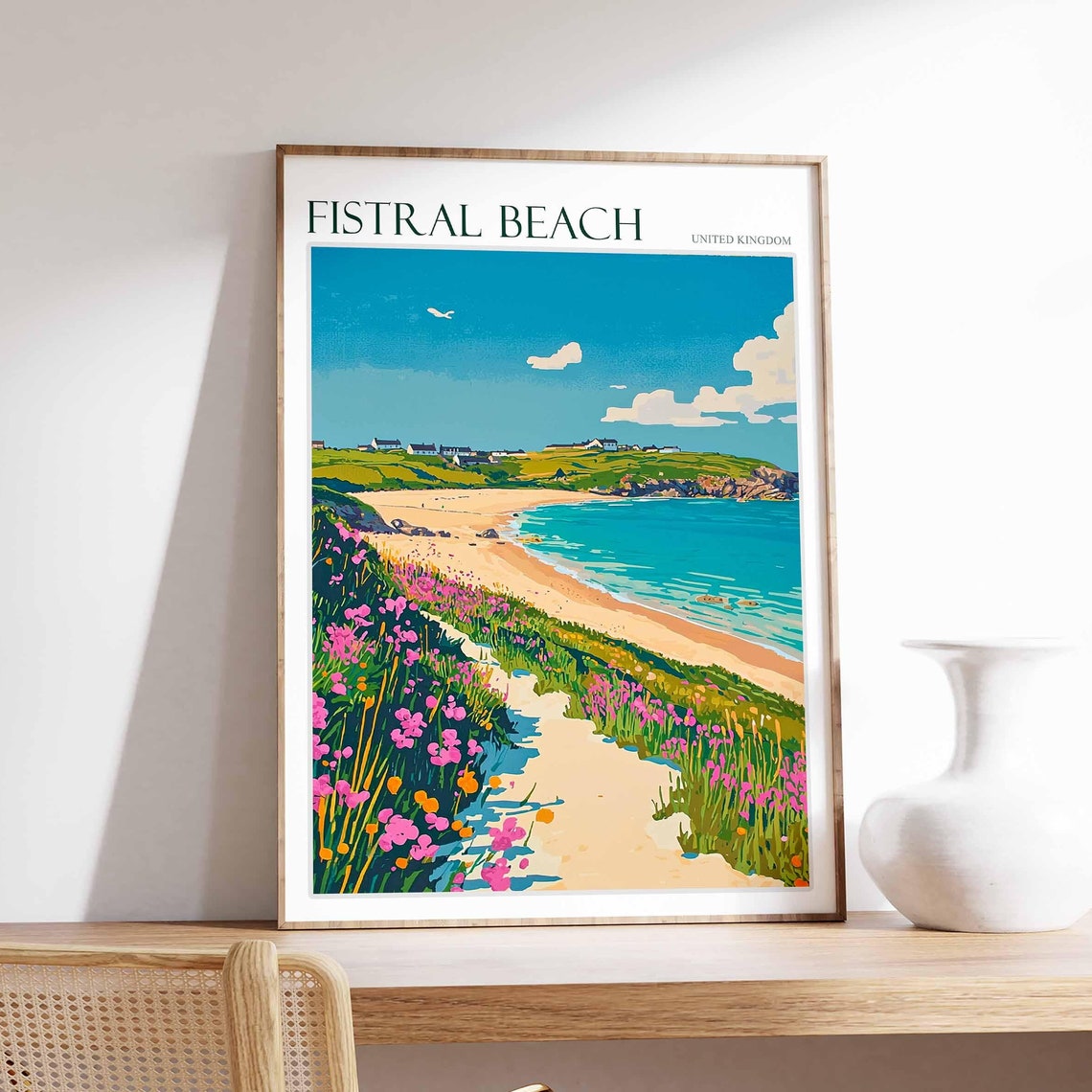 Fistral Beach United Kingdom Flower Path Headland Coastal Poster