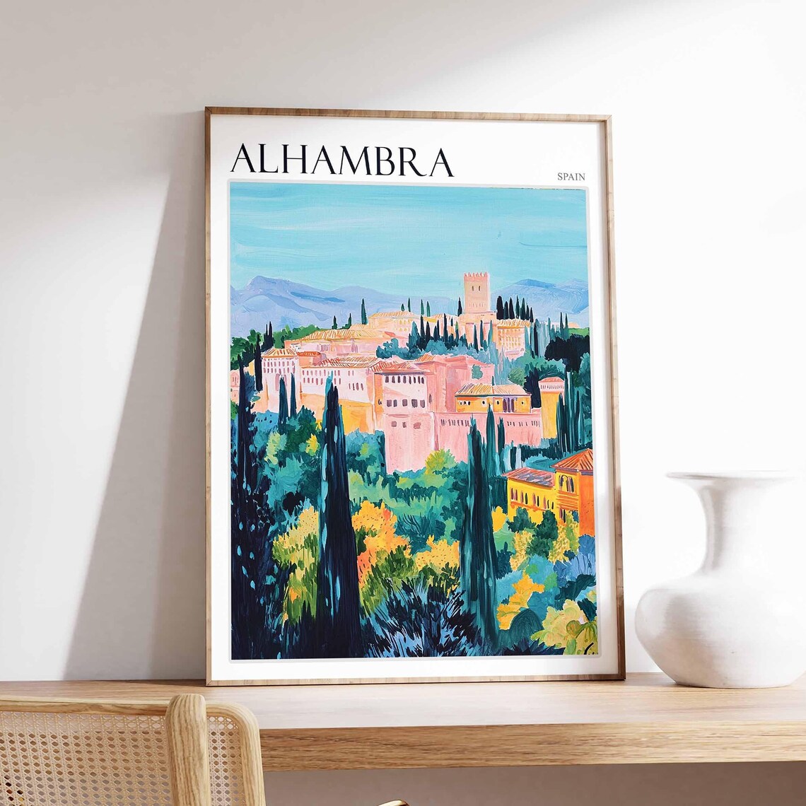Alhambra Poster Spain Travel Print Spanish Decor Europe Travel Poster European Wall Art Alhambra Gift Alhambra Travel Poster