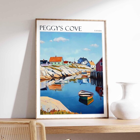 Peggys Cove Poster Peggys Cove Travel Print Tropical Decor Coastal Art Canadian Decor Canada Travel Print Canada Gift