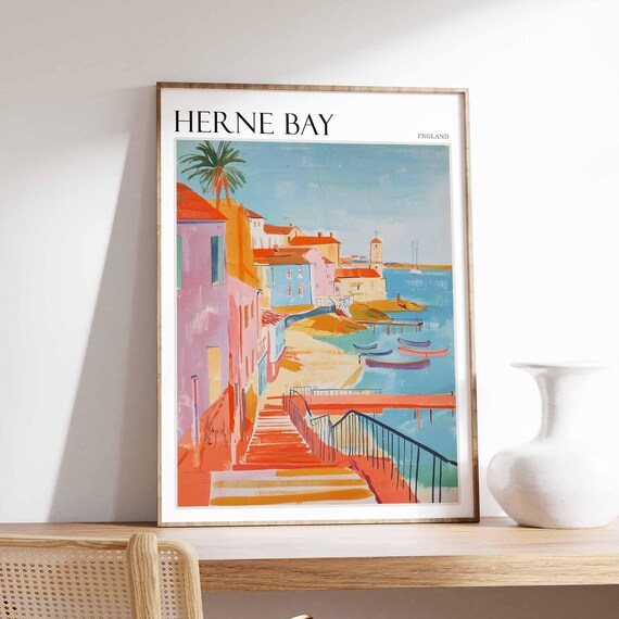 Herne Bay England Harbour Steps Pastel Waterfront Pier Poster