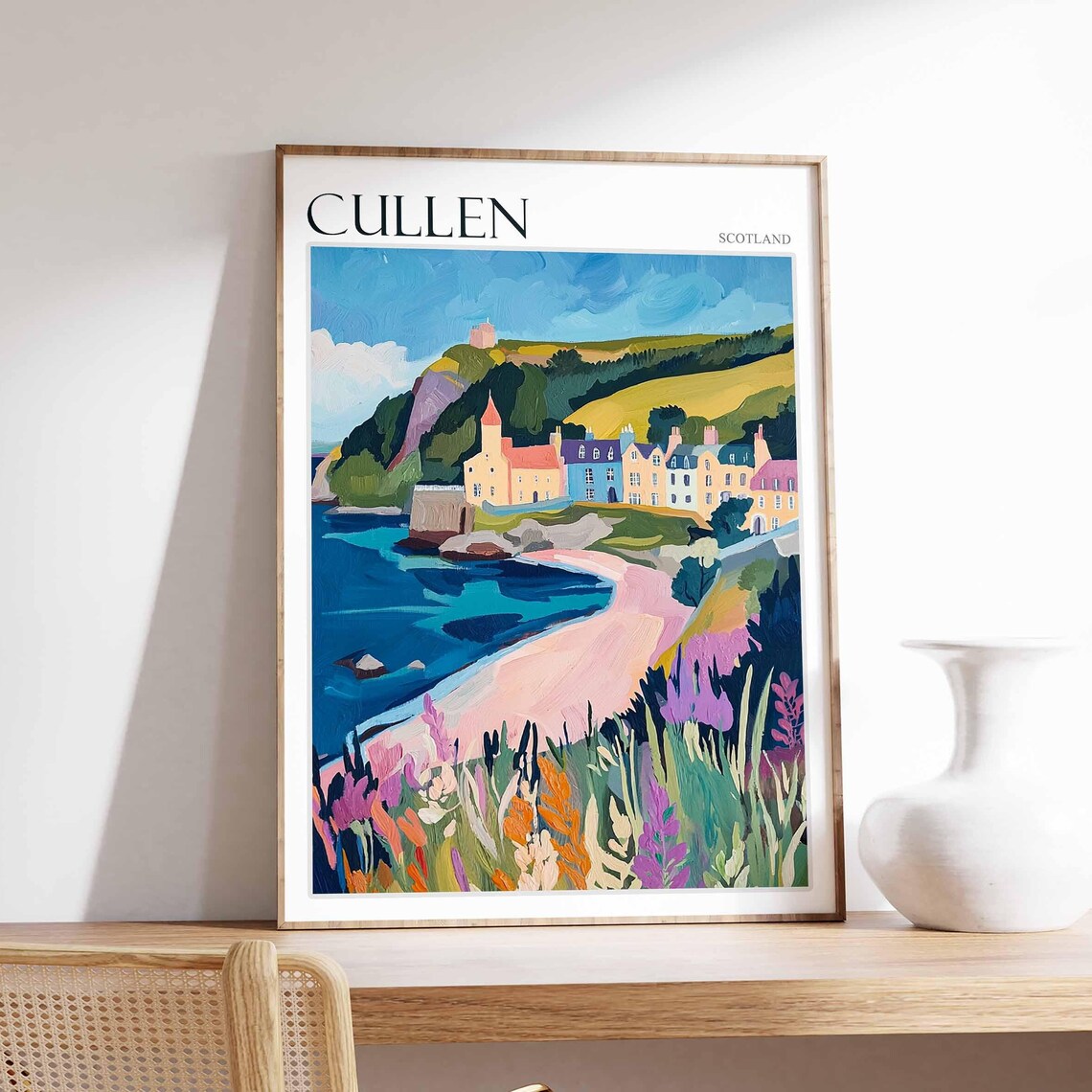 Cullen Poster Scotland Travel Poster Scotland Travel Gift Cullen Scotland Art Moray Coast Poster North Sea Poster Scottish Scenery Art