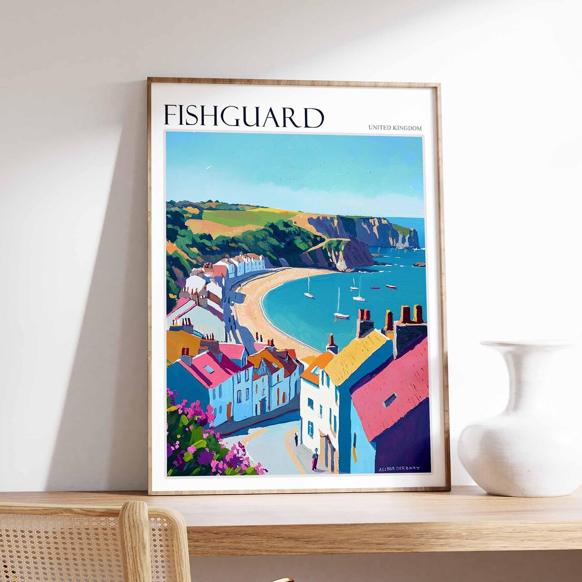 Fishguard Poster Wales Travel Poster Coastal Wall Art Welsh Decor Uk Travel Poster Welsh Landscape Uk Travel Prints Seaside Towns