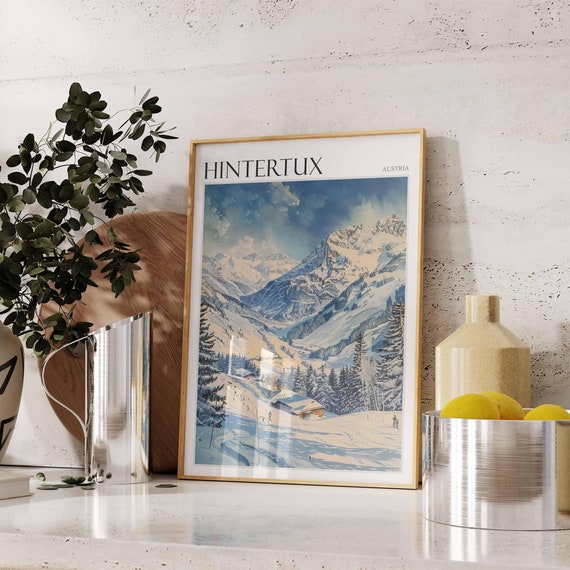 Skiing Travel Poster Skiing Art Hintertux Poster Hintertux Wall Art Ski Travel Poster Snowboard Poster Alpine Poster Hintertux Decor