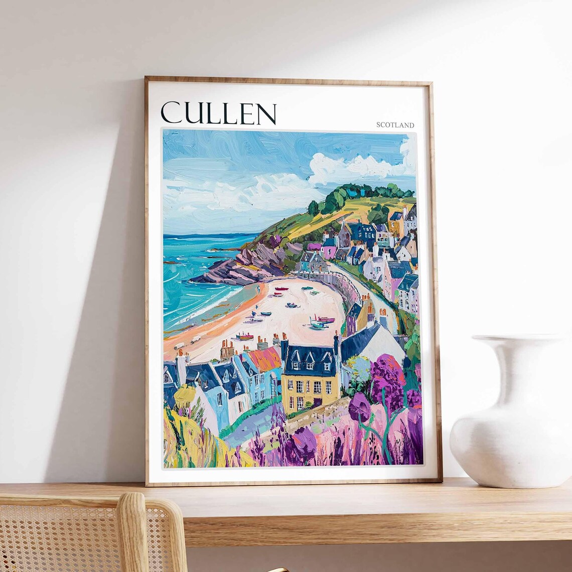 Cullen Poster Scotland Travel Poster Scotland Travel Gift Cullen Scotland Art Moray Coast Poster North Sea Poster Scottish Scenery Art
