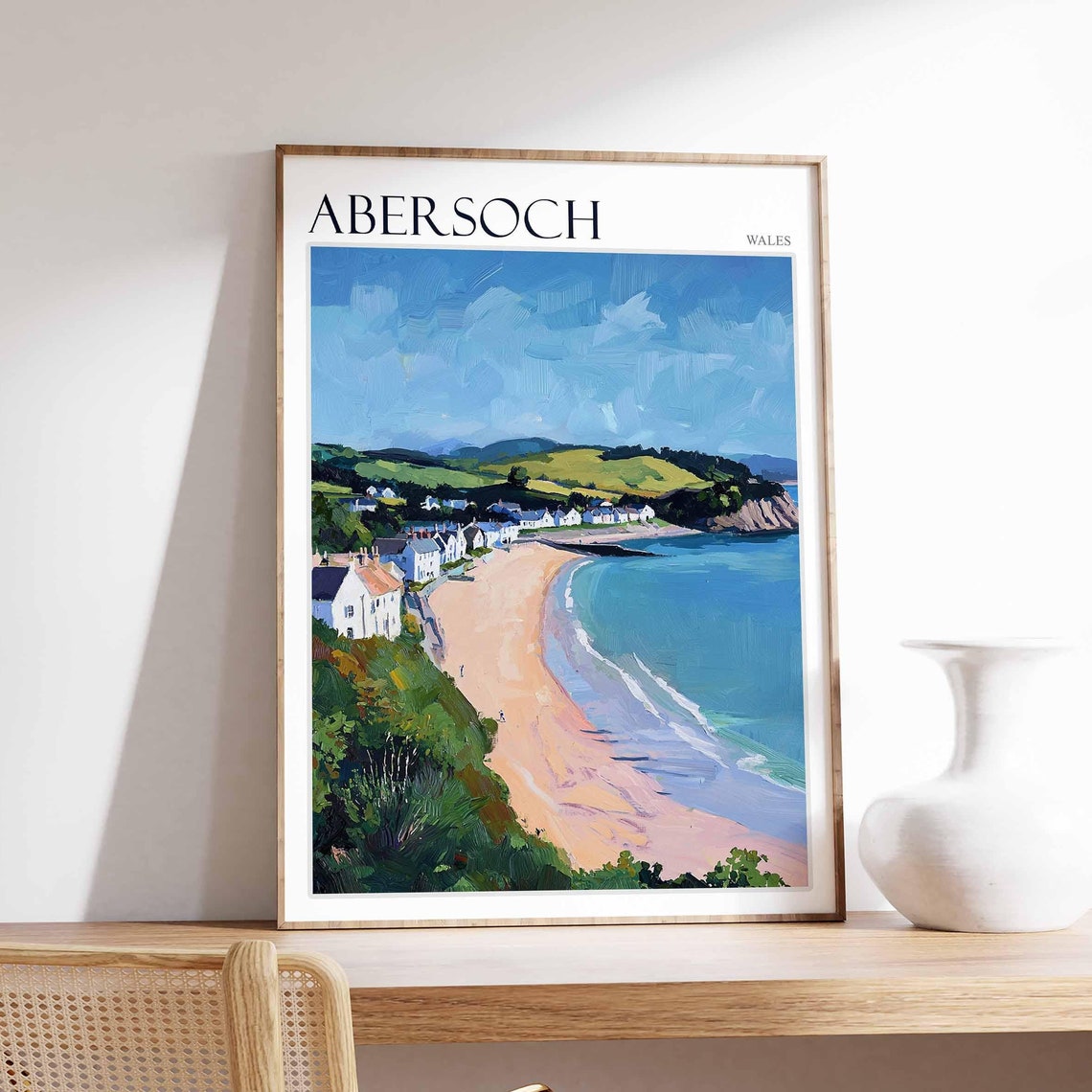 Abersoch Wales Sandy Beach Charming Seaside Village Bay Poster