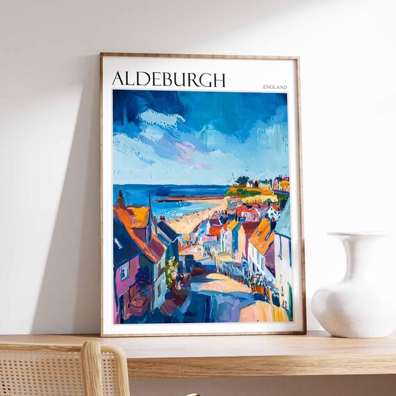 Aldeburgh High Street Down to Beach Colourful Houses Suffolk Poster