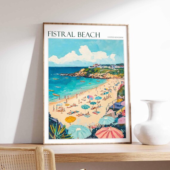 Fistral Beach Poster Spain Travel Poster Beach Poster Surf Poster Coastal Wall Art Mediterranean Decor Spanish Home Decor Fistral Art