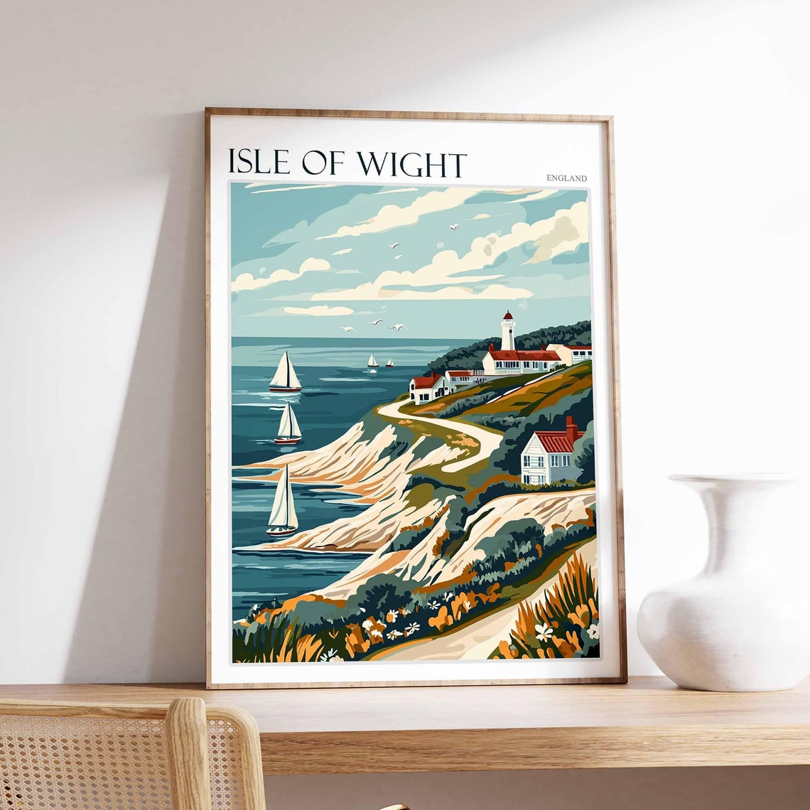 Isle Of Wight Poster Uk Travel Poster Coastal Wall Art British Decor Uk Home Decor Isle Of Wight Travel Print Island Poster Uk Decor