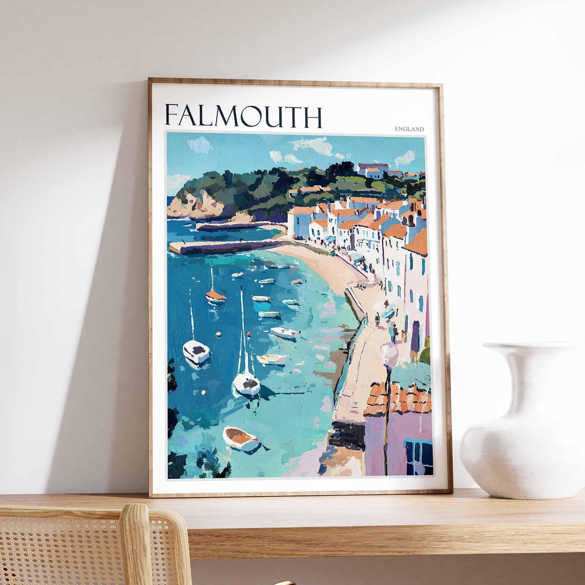 Falmouth Poster Cornwall Poster England Travel Poster Coastal Wall Art Uk Home Decor Falmouth Wall Decor Falmouth Wall Print Uk Art