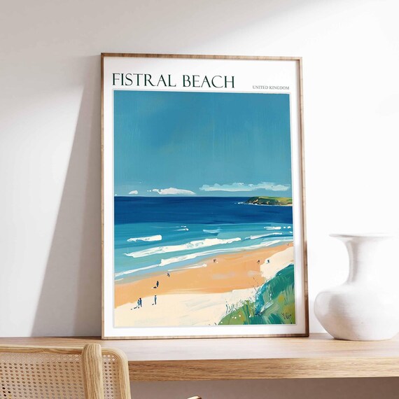 Fistral Beach Poster Spain Travel Poster Beach Poster Surf Poster Coastal Wall Art Mediterranean Decor Spanish Home Decor Fistral Art