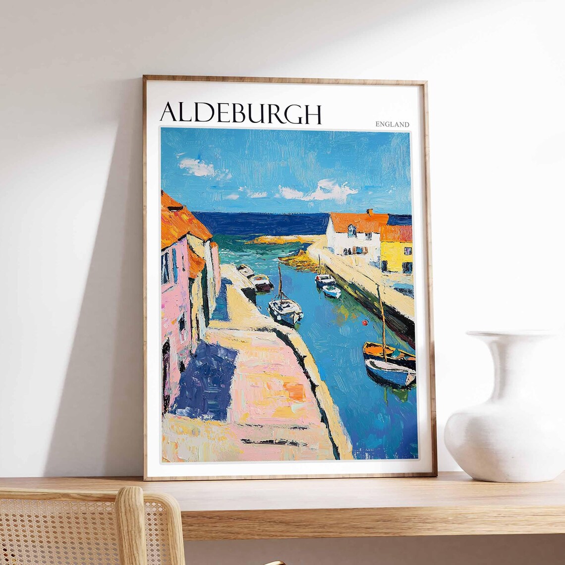 Aldeburgh Impressionist Harbour Boats Quay Suffolk England Poster