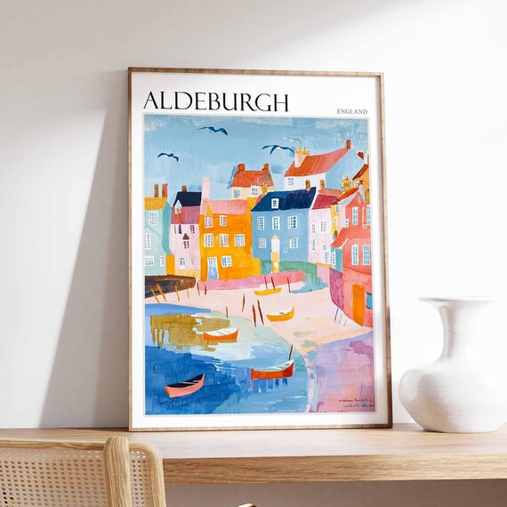 Aldeburgh Waterfront Colourful Houses Little Boats Suffolk Poster