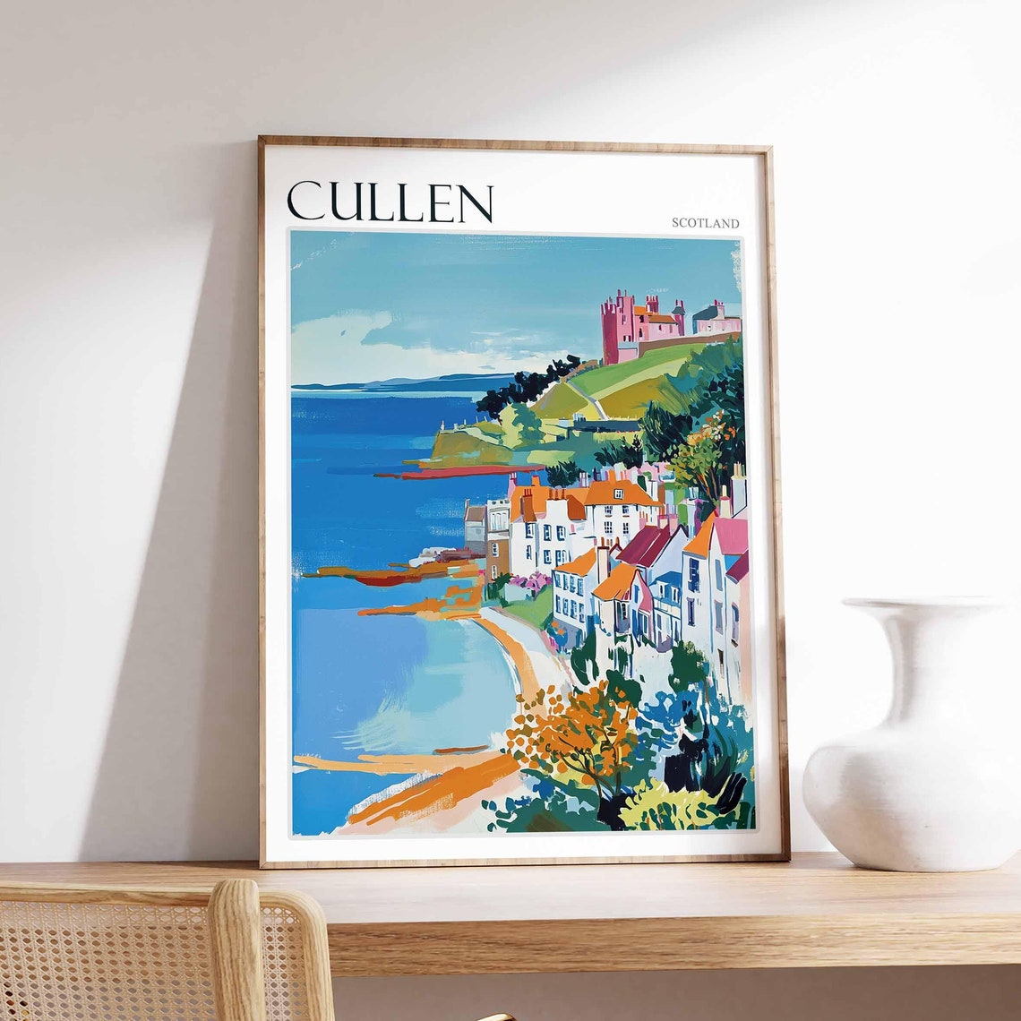 Cullen Scotland Harbor Town Below the Castle Cliff Art Poster