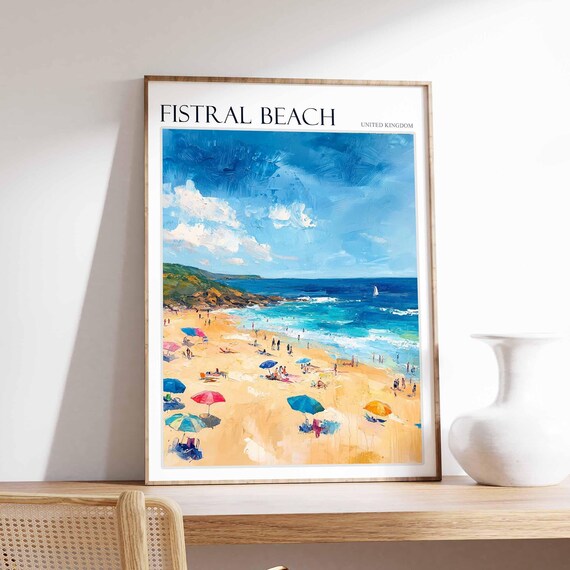 Fistral Beach Poster Spain Travel Poster Beach Poster Surf Poster Coastal Wall Art Mediterranean Decor Spanish Home Decor Fistral Art