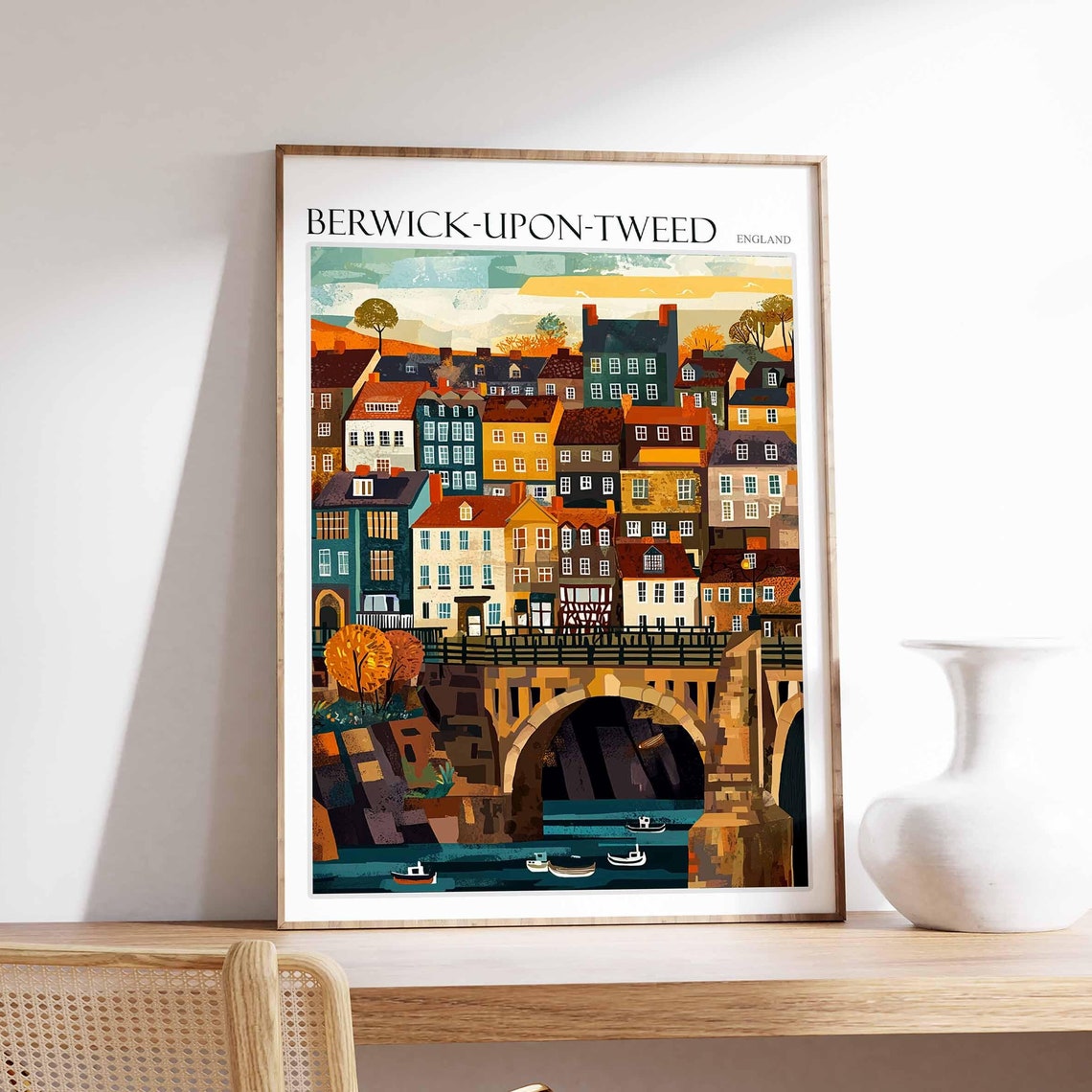Berwick Upon Tweed Poster England Travel Poster Scotland Travel Poster Border Towns Poster Historic Town Poster Medieval Town Poster