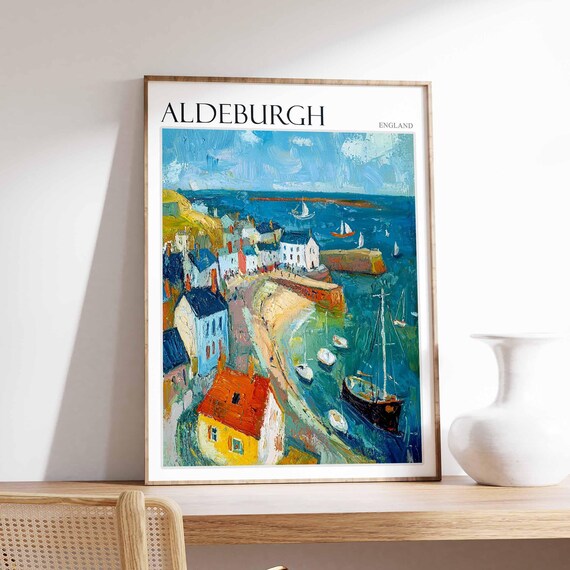 Aldeburgh Aerial Harbour View Town and Sea Suffolk Coast Poster