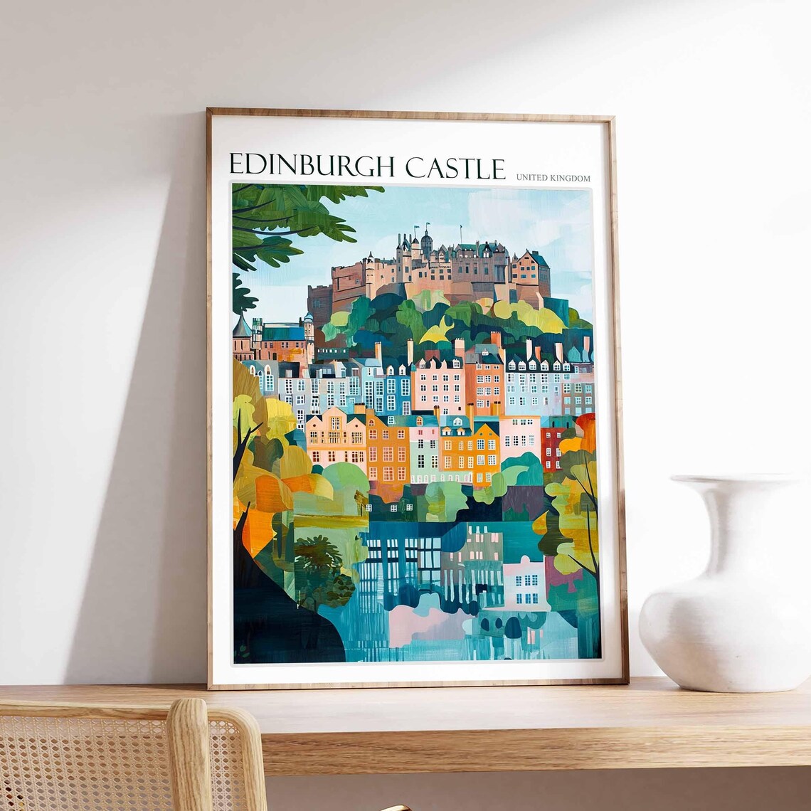 Edinburgh Castle Poster England Travel Print British Decor United Kingdom Travel Poster City Print Edinburgh Castle Travel Poster