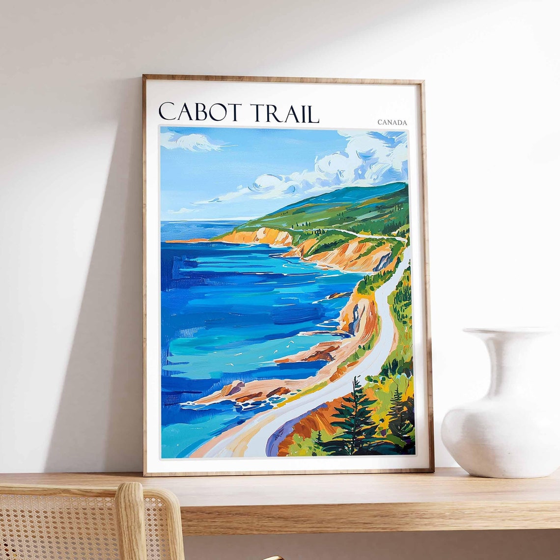 Cabot Trail Canada Winding Coastal Road Cliffs Oil Painting Poster