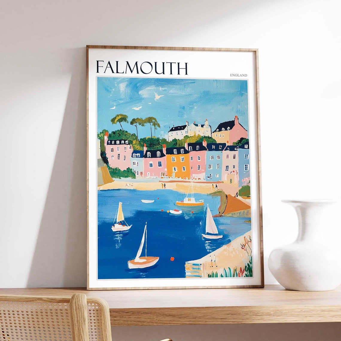 Falmouth Poster Cornwall Poster England Travel Poster Coastal Wall Art Uk Home Decor Falmouth Wall Decor Falmouth Wall Print Uk Art