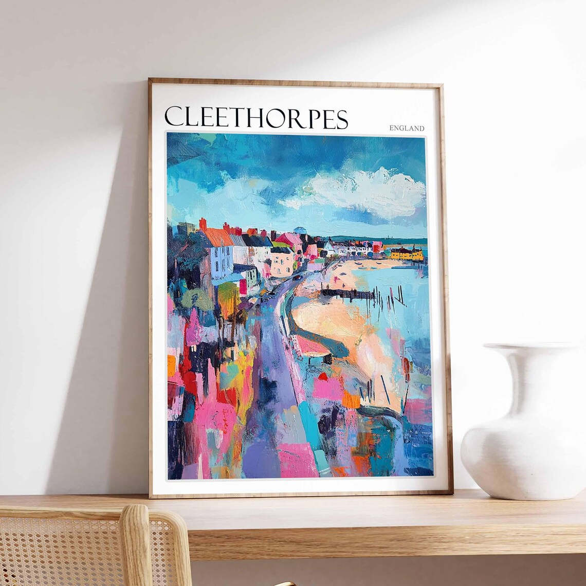 Cleethorpes England Abstract Waterfront Pier Painting Travel Poster