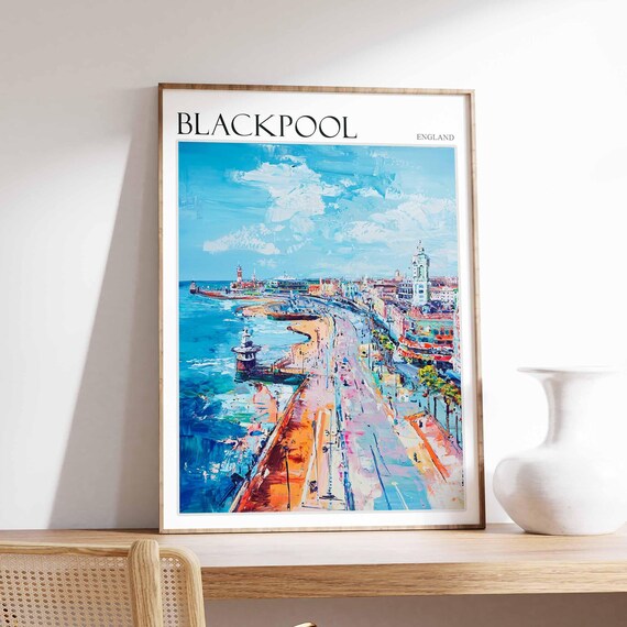 Blackpool Seafront Pier Promenade Tower Impressionist Coast Poster