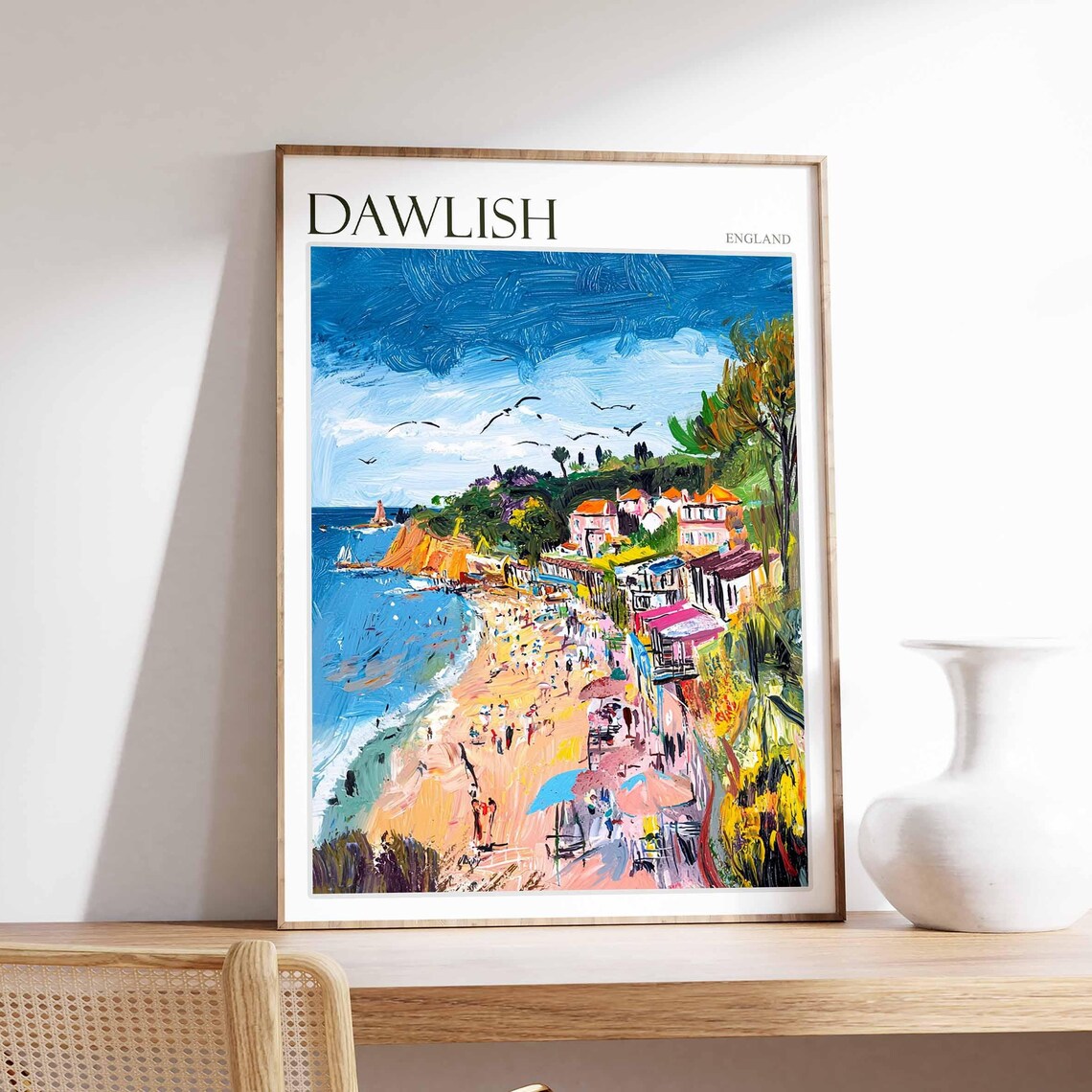 Dawlish Poster Devon Poster England Travel Poster Coastal Wall Art English Home Decor Seaside Town Poster Uk Travel Print Dawlish Art