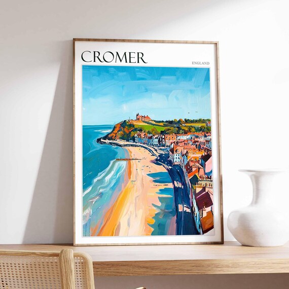 Cromer England Golden Beach Curving Toward the Headland Town Poster