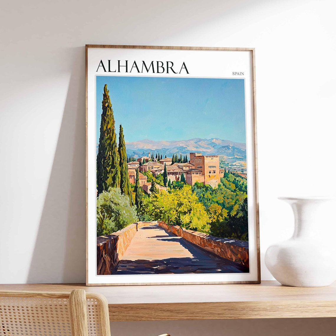 Alhambra Poster Spain Travel Print Spanish Decor Europe Travel Poster European Wall Art Alhambra Gift Alhambra Travel Poster