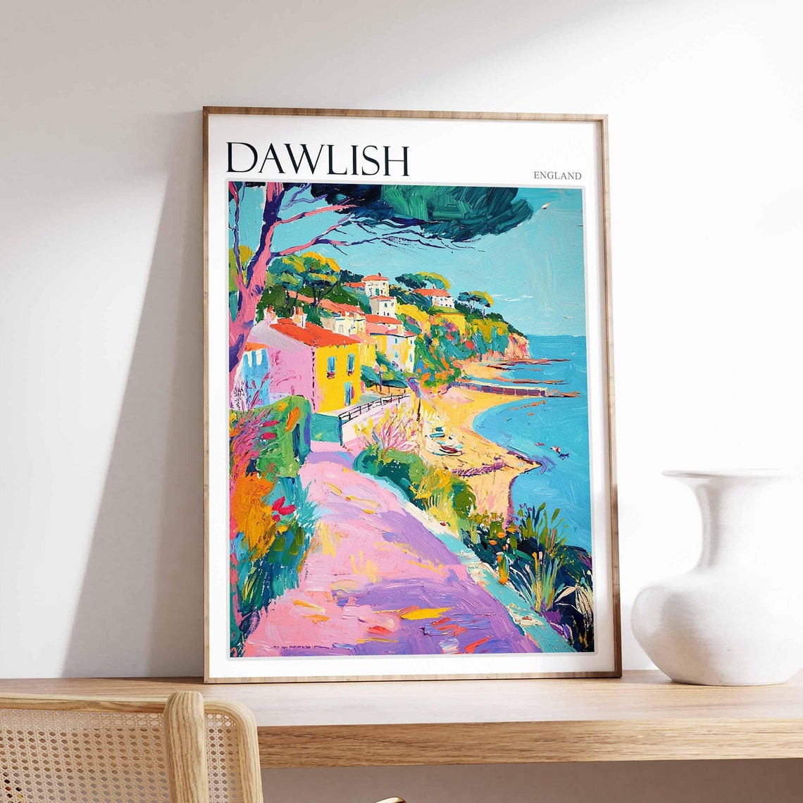 Dawlish England Colorful Cliffside Village Path to Cove Poster