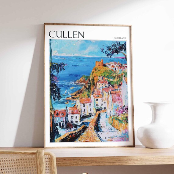 Cullen Scotland Cliffside Lanes Overlooking the Bay Art Poster