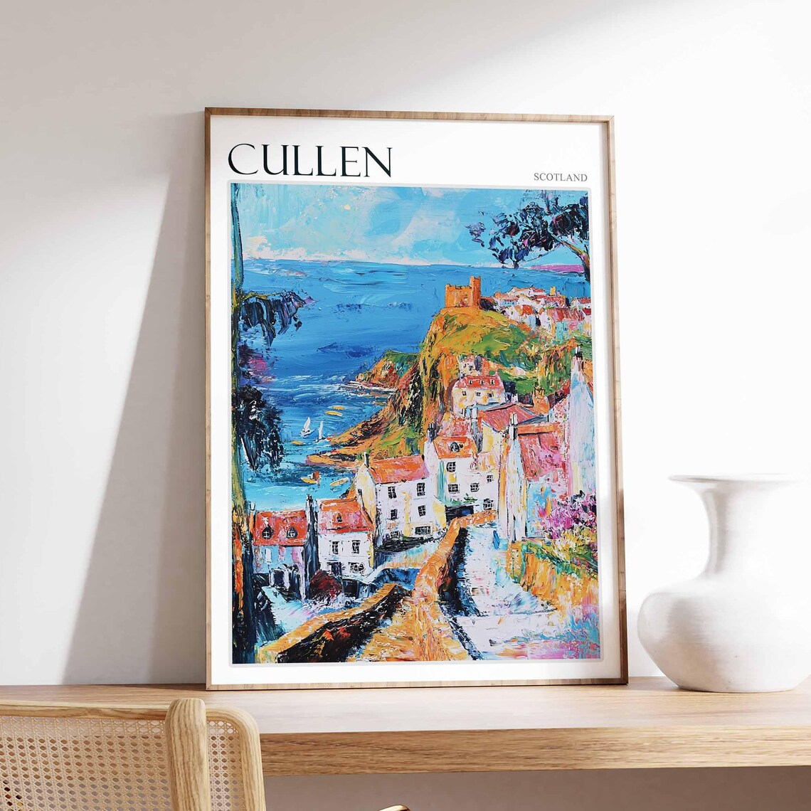 Cullen Poster Scotland Travel Poster Scotland Travel Gift Cullen Scotland Art Moray Coast Poster North Sea Poster Scottish Scenery Art
