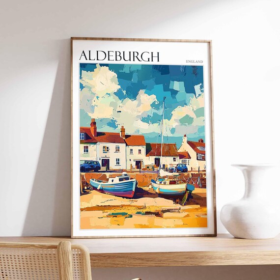 Aldeburgh England Seaside Fishing Boats Cottages Coast Poster