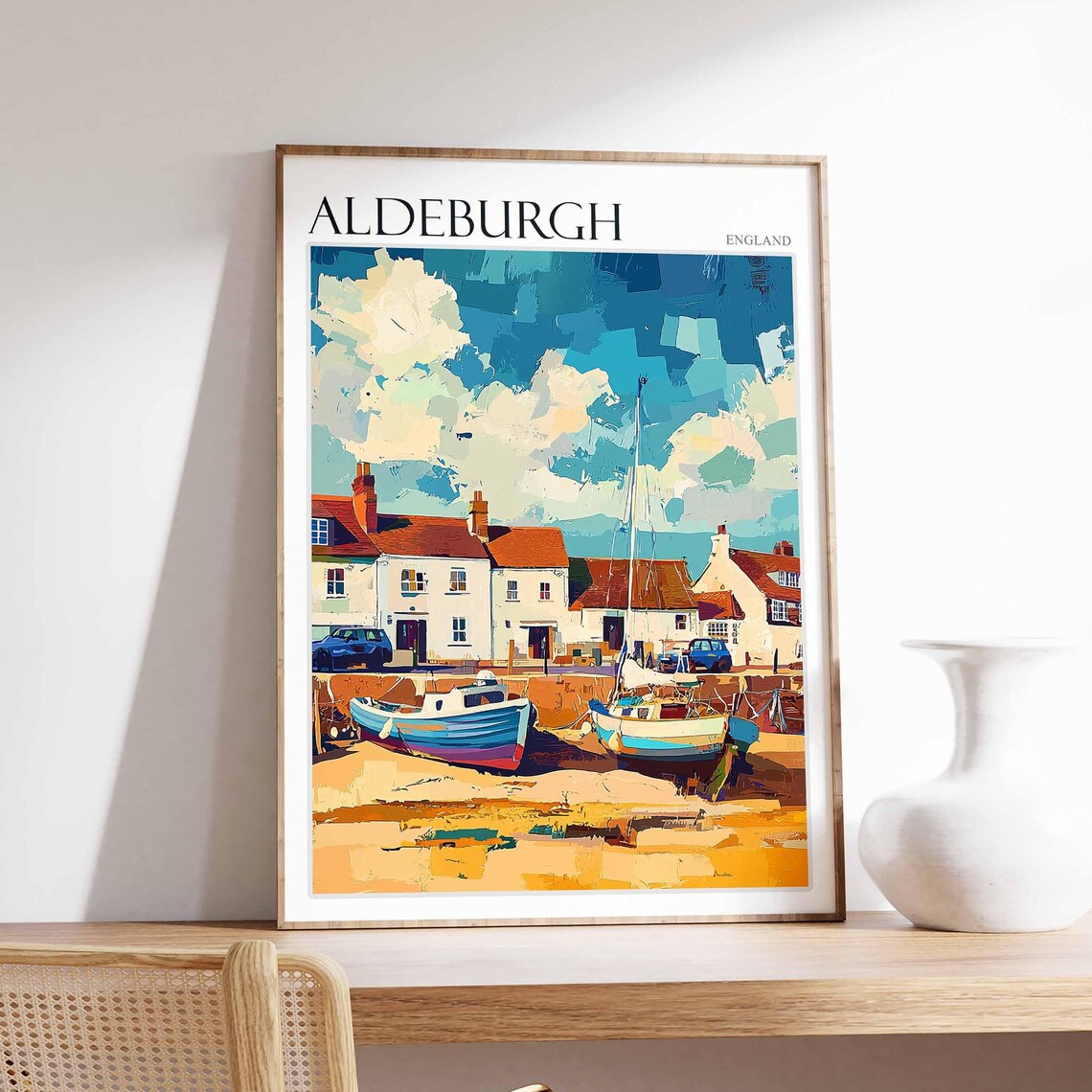Aldeburgh England Seaside Fishing Boats Cottages Coast Poster