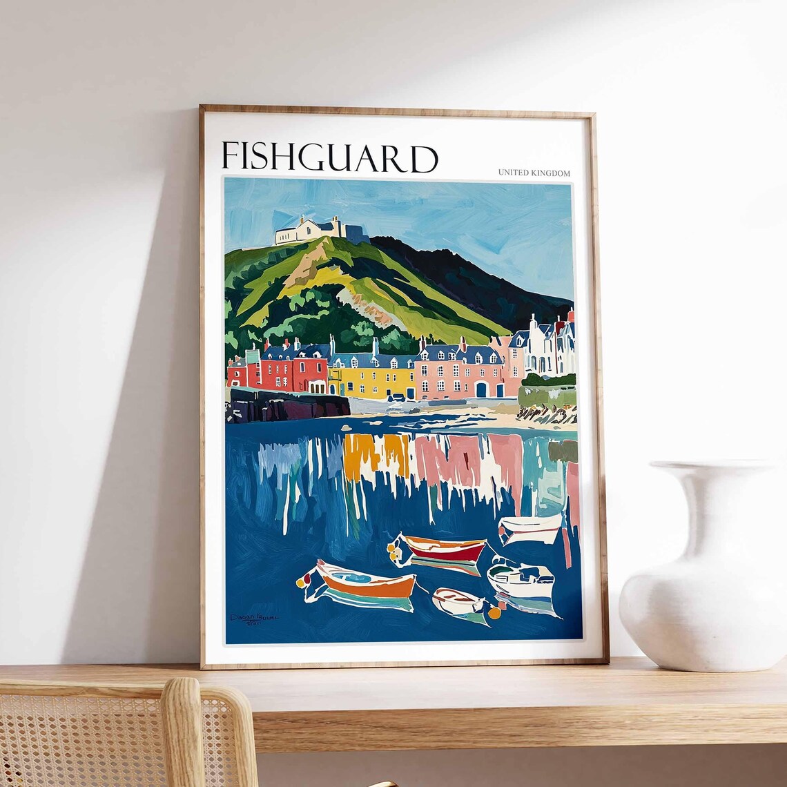 Fishguard Poster Wales Travel Poster Coastal Wall Art Welsh Decor Uk Travel Poster Welsh Landscape Uk Travel Prints Seaside Towns