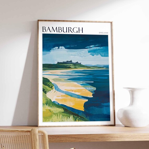 Bamburgh Castle Dramatic Moody Sky Beach Sunset Northumberland Poster