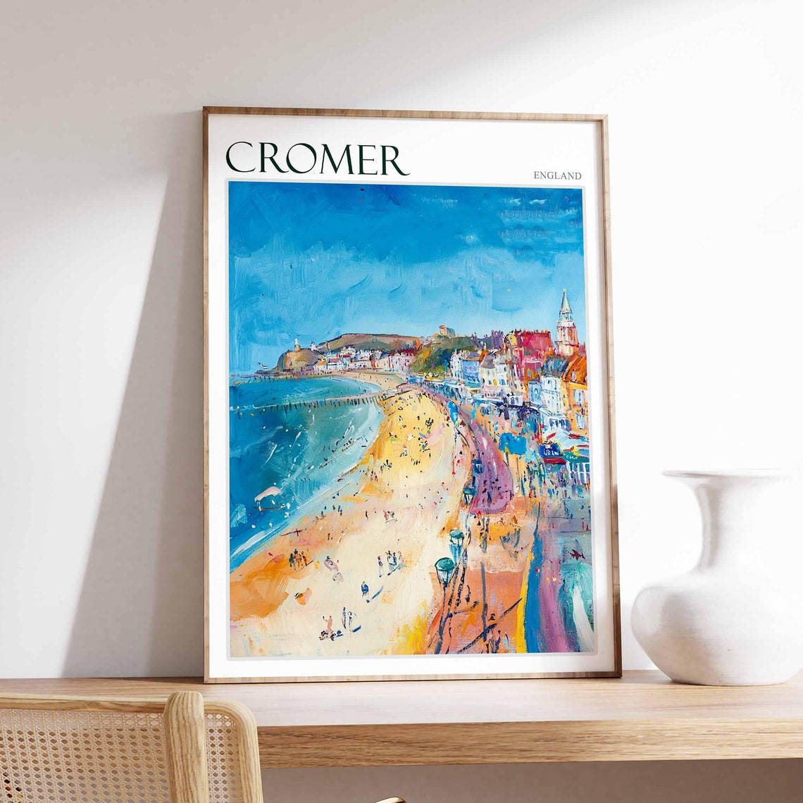 Cromer England Painted Beach Pier Summer Holiday Coast Poster