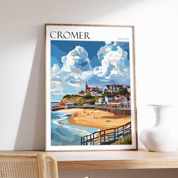 Cromer England Wooden Pier and Lighthouse Sandy Beach Poster