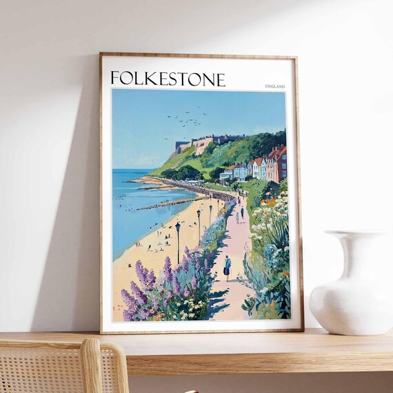 Folkestone England Flower Promenade Castle Cliff Beach Poster