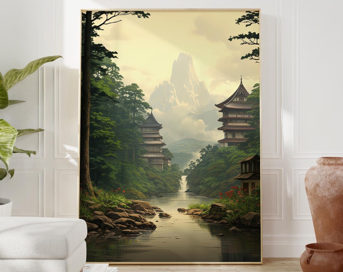 Anime Poster, Traditional Japanese Misty Forest Scene - Image 2