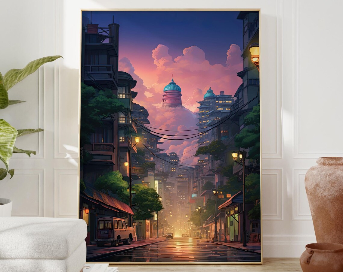 Tokyo Cityscape Anime Lofi Art Print - Image 2
